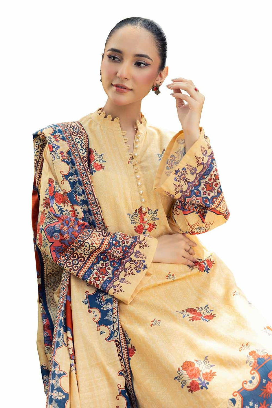 3 Piece Unstitched Printed Khaddar Suit