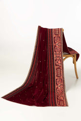 Maroon Velvet Embroidered Shawl SH-24-078