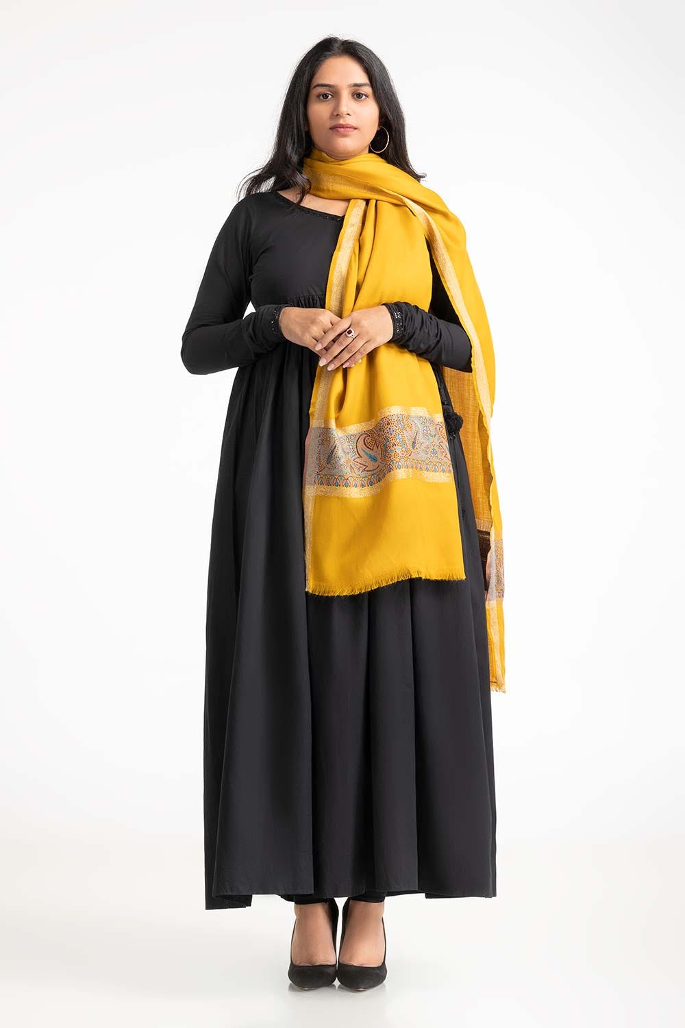 Yellow Blended Zari Shawl SH-24-109