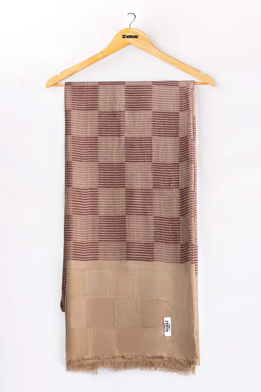 Beige Blended Box Check Shawl SH-24-111