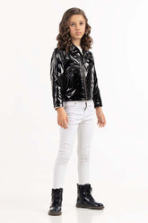 Junior Girl Shiny Black Jacket 224-410-005