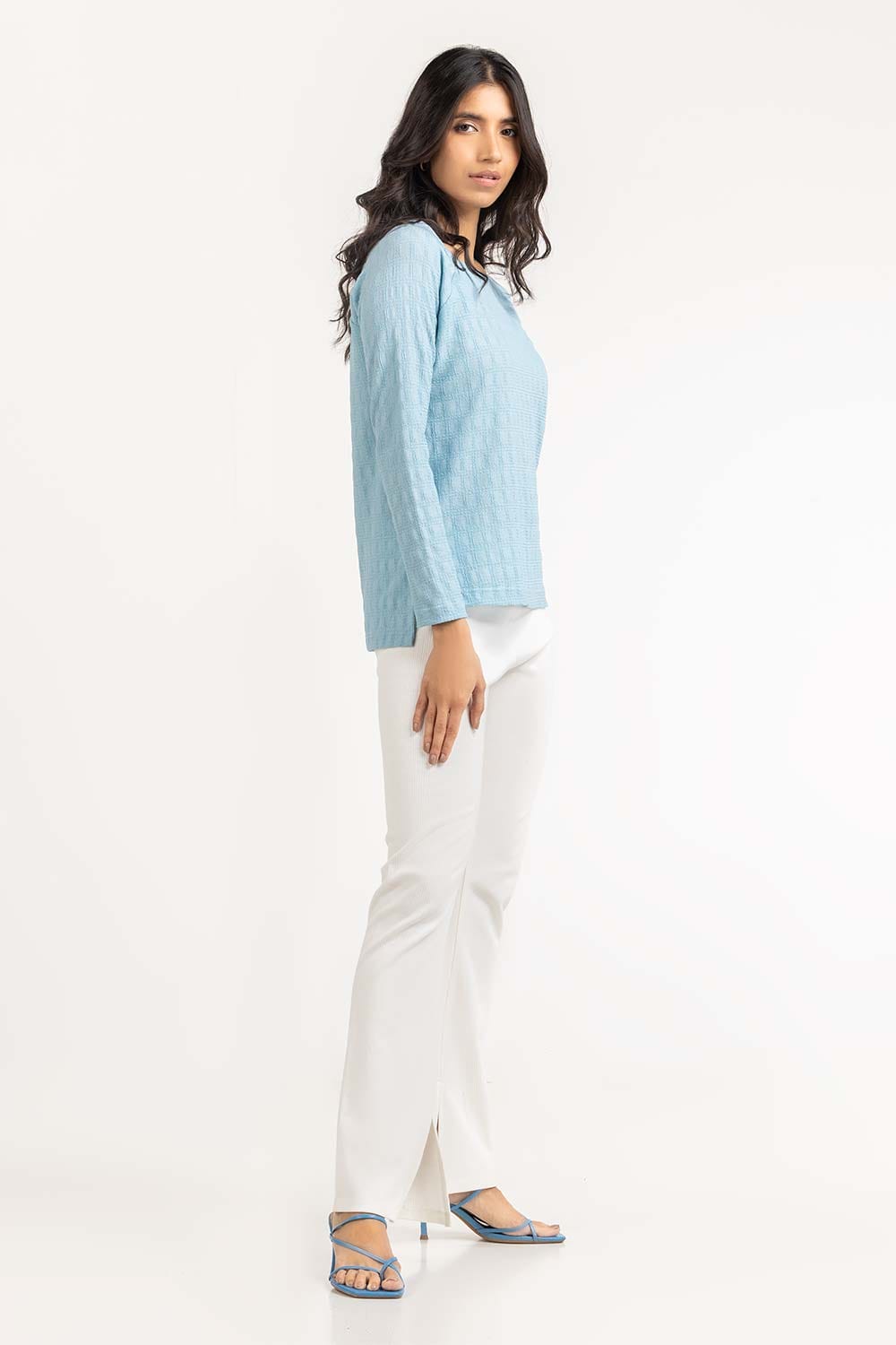 Square Neck Top With Textured Fabric WM-KTP-SS24-109