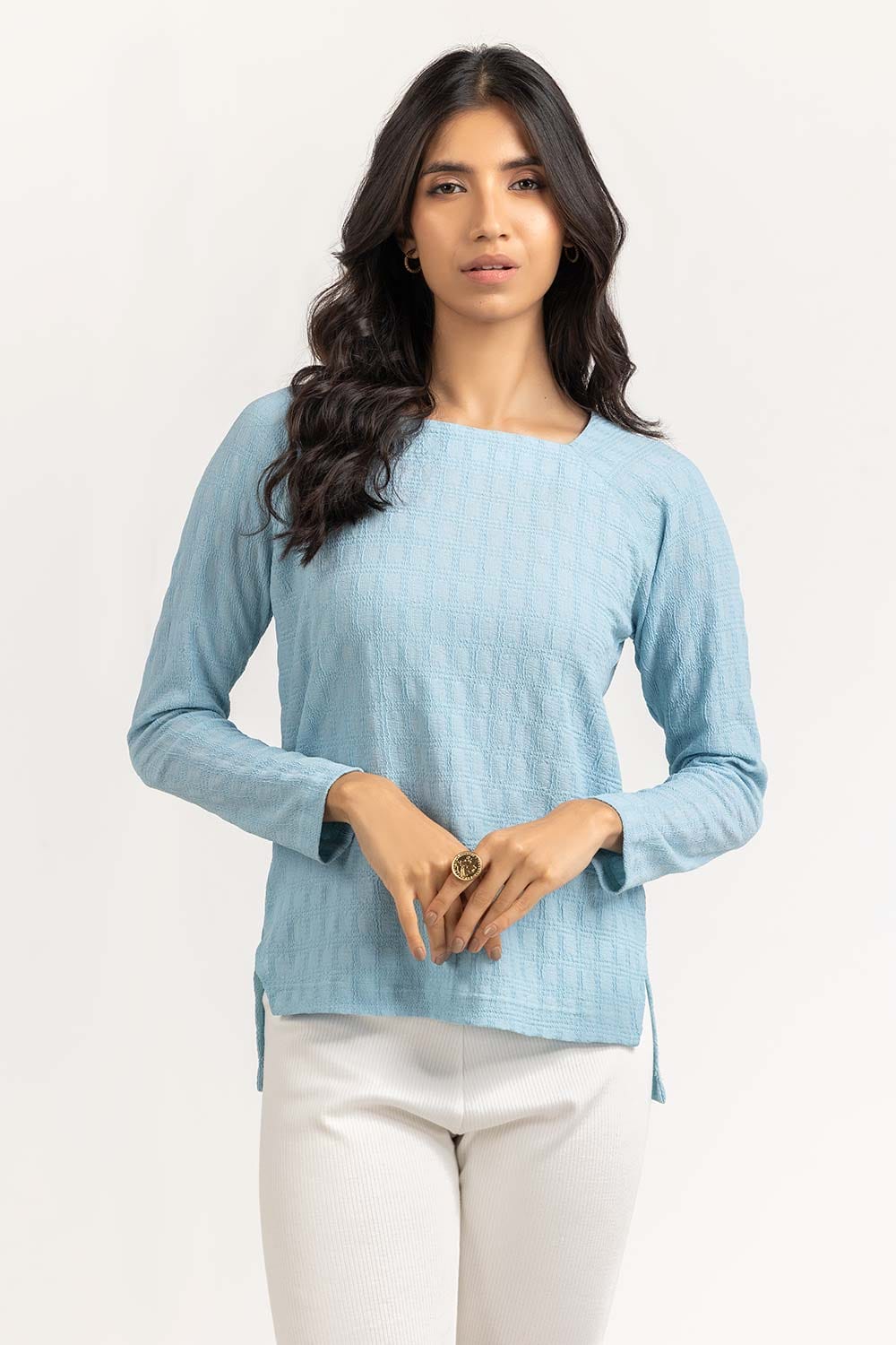Square Neck Top With Textured Fabric WM-KTP-SS24-109
