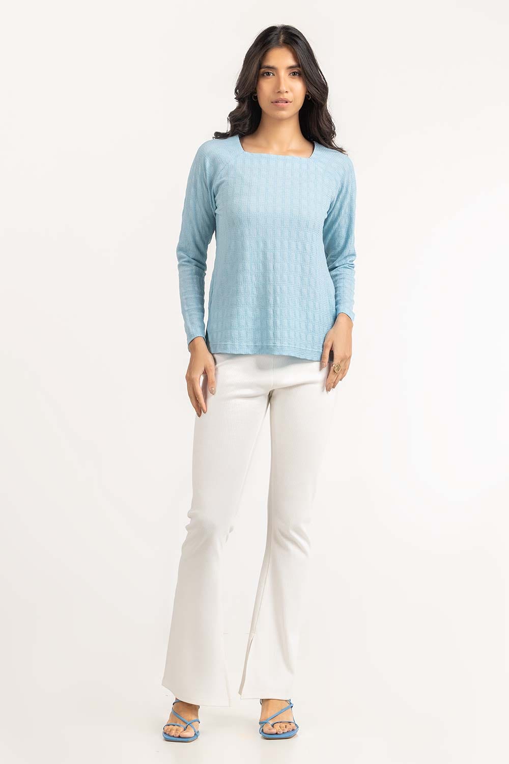 Square Neck Top With Textured Fabric WM-KTP-SS24-109