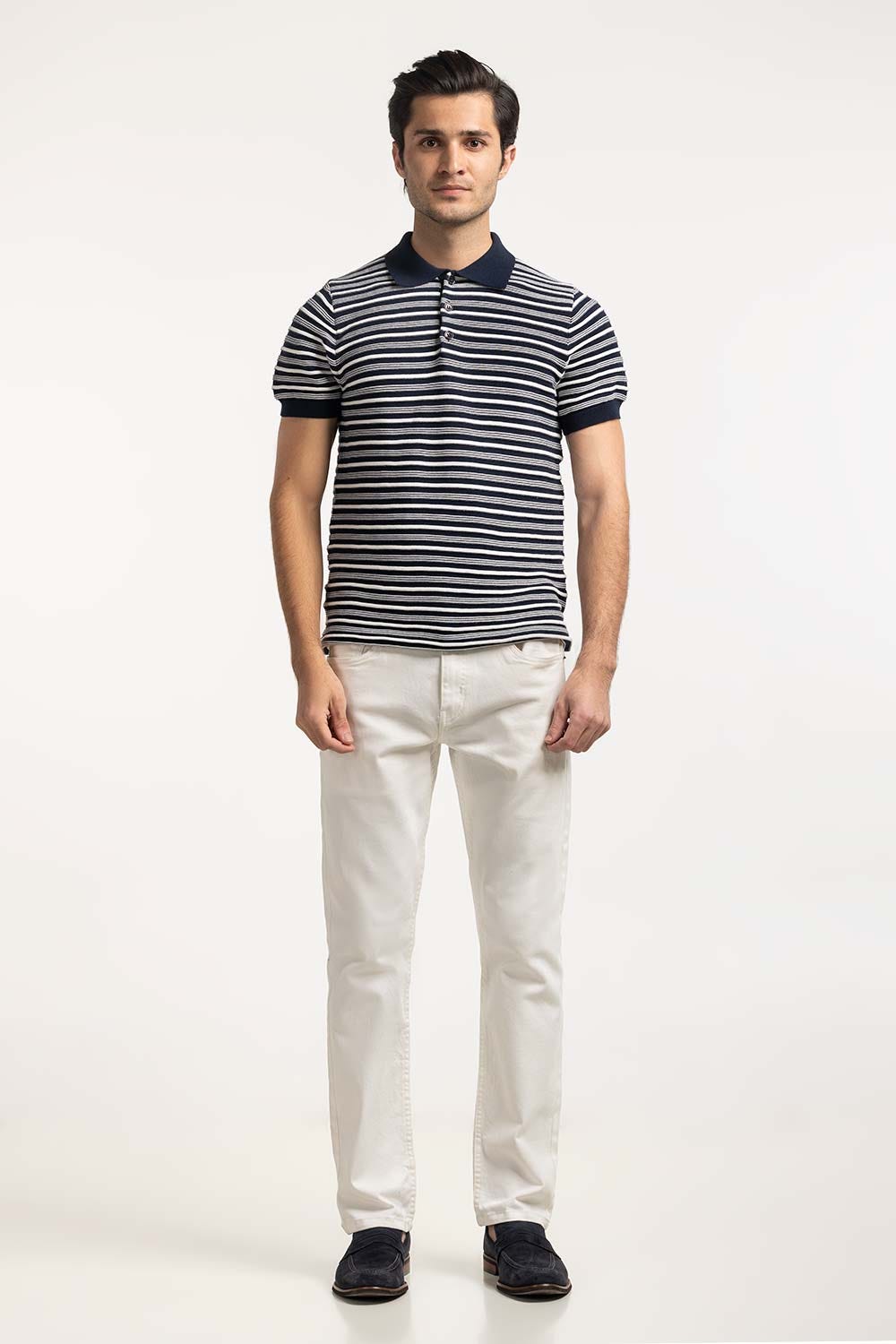 Striped Knit Polo MN-PSW-WS24-010
