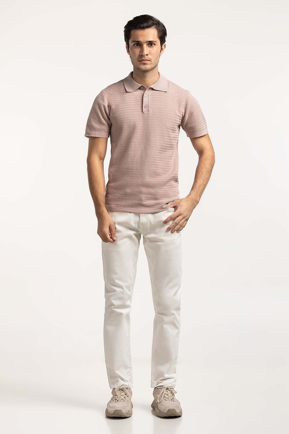 Sweater Knit Textured Polo MN-PSW-WS24-013
