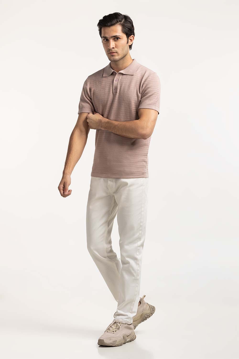 Sweater Knit Textured Polo MN-PSW-WS24-013