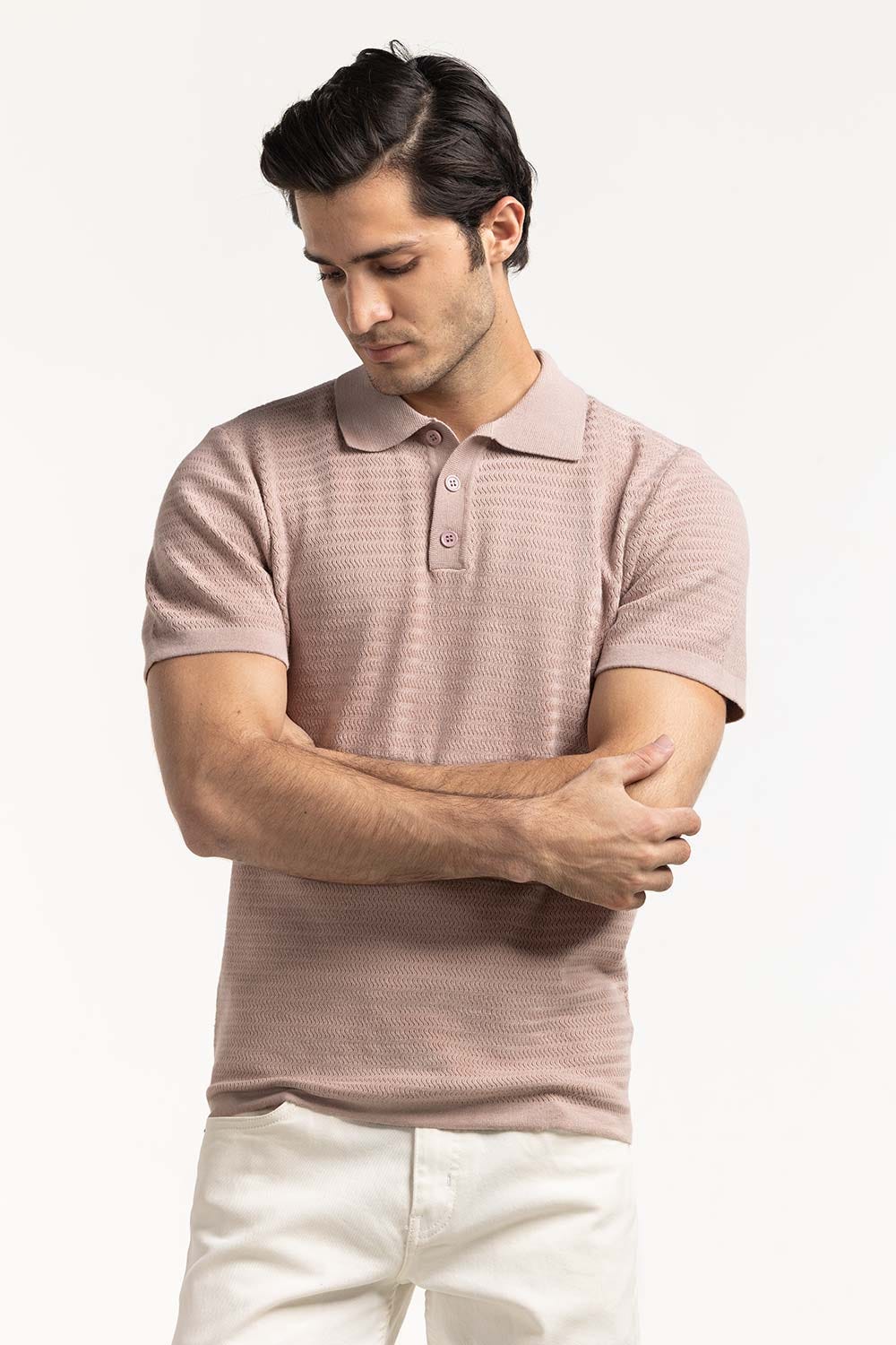 Sweater Knit Textured Polo MN-PSW-WS24-013