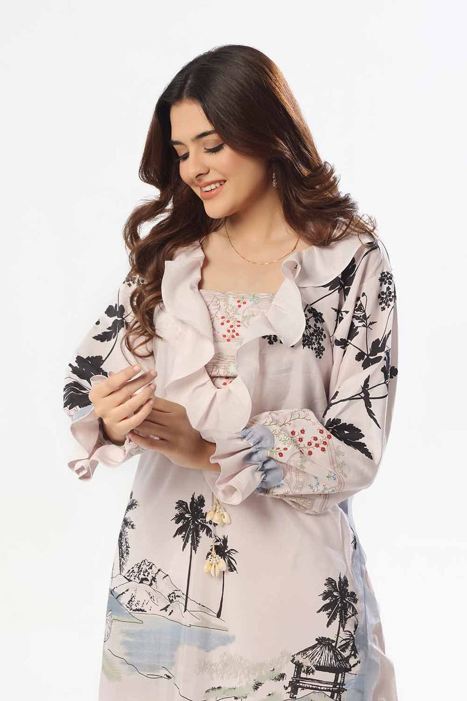 2 Piece Unstitched Printed Jacquard Suit