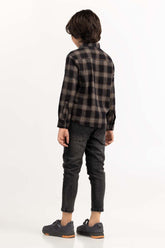 Toddler Boy Black Silver Checkered Casual Shirt 224-317-011