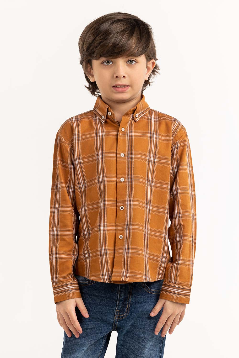 Toddler Boy Brown Checkered Casual Shirt TB-CS-SS23-011