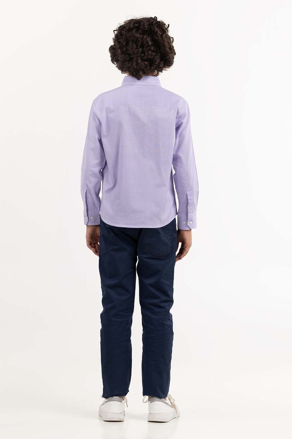 Toddler Boy White And Purple Checkered Casual Shirt 224-317-019