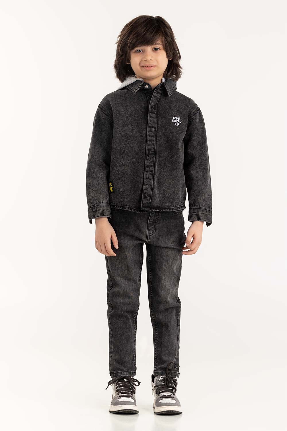 Toddler Boy Charcoal Overshirt With Removable Hood 224-317-003