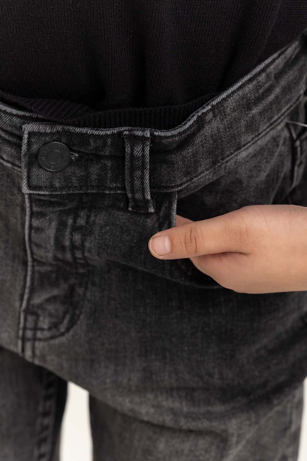 Toddler Boy Dark Grey Five Pocket Jeans 224-321-010