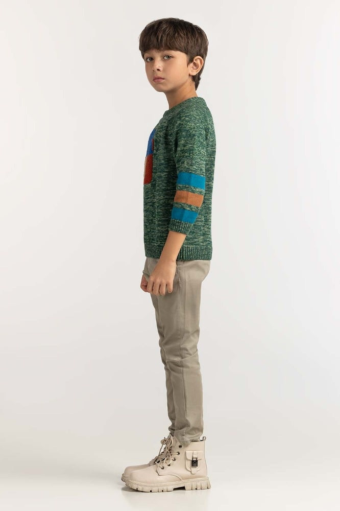 Toddler Boy Green Basic Sweater TB-SWT-WS23-037
