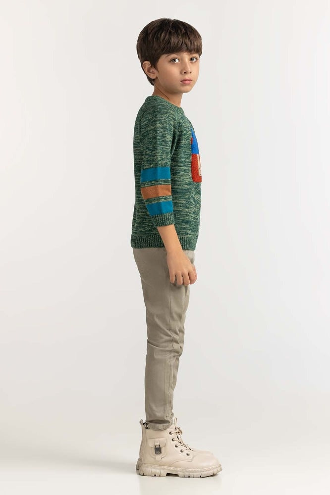 Toddler Boy Green Basic Sweater TB-SWT-WS23-037