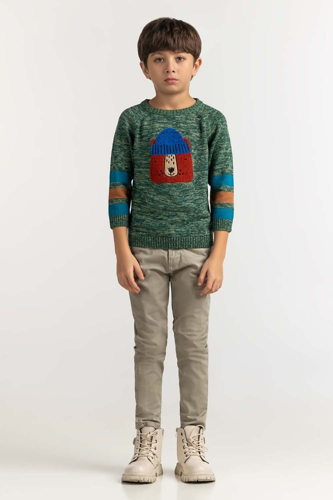 Toddler Boy Green Basic Sweater TB-SWT-WS23-037