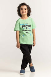 Toddler Boy Green Printed Tee TB-TS-SS24-004