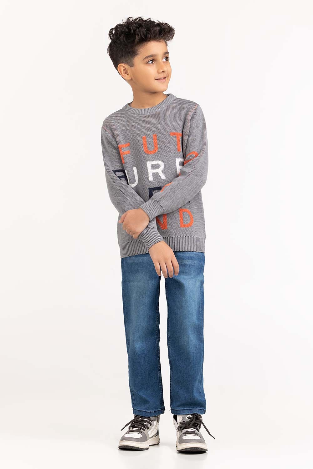 Toddler Boy Grey Knitted Sweater 224-511-043