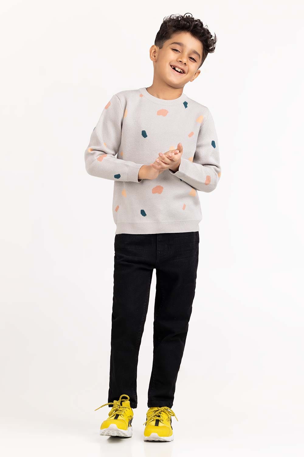 Toddler Boy Light Grey Knit Sweater 224-511-022