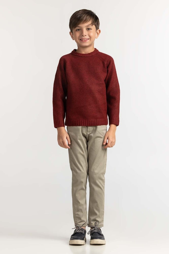 Toddler Boy Maroon Basic Sweater TB-SWT-WS23-019