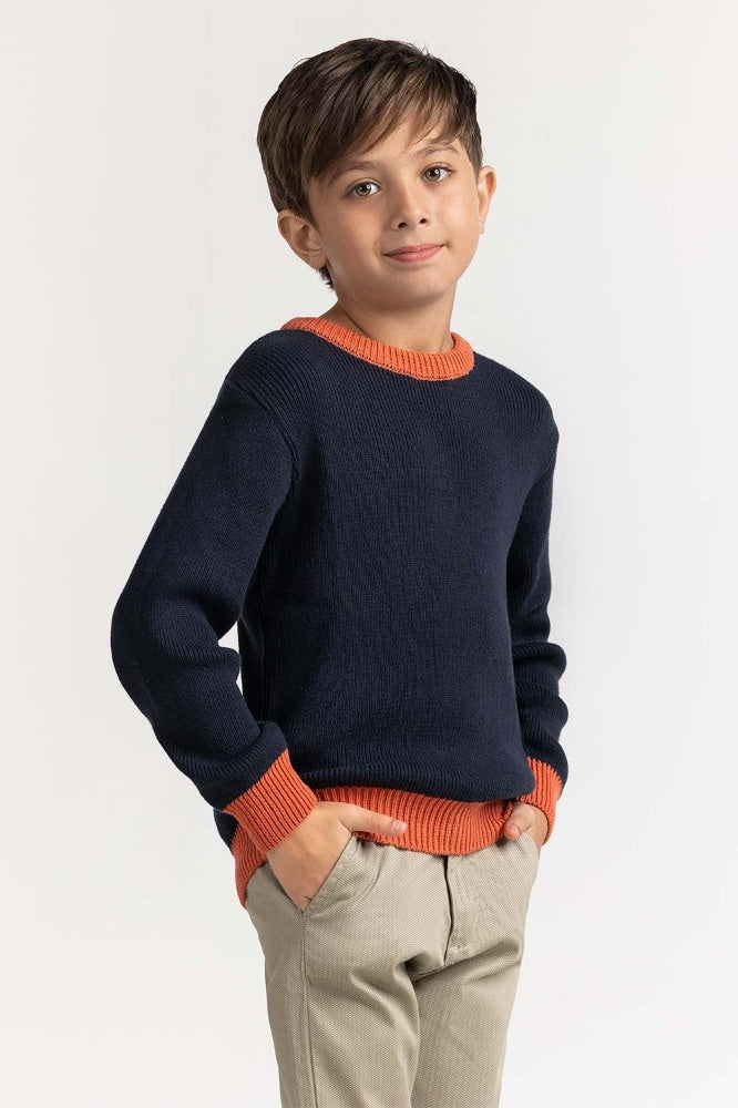Toddler Boy Navy Basic Sweater 224-511-015