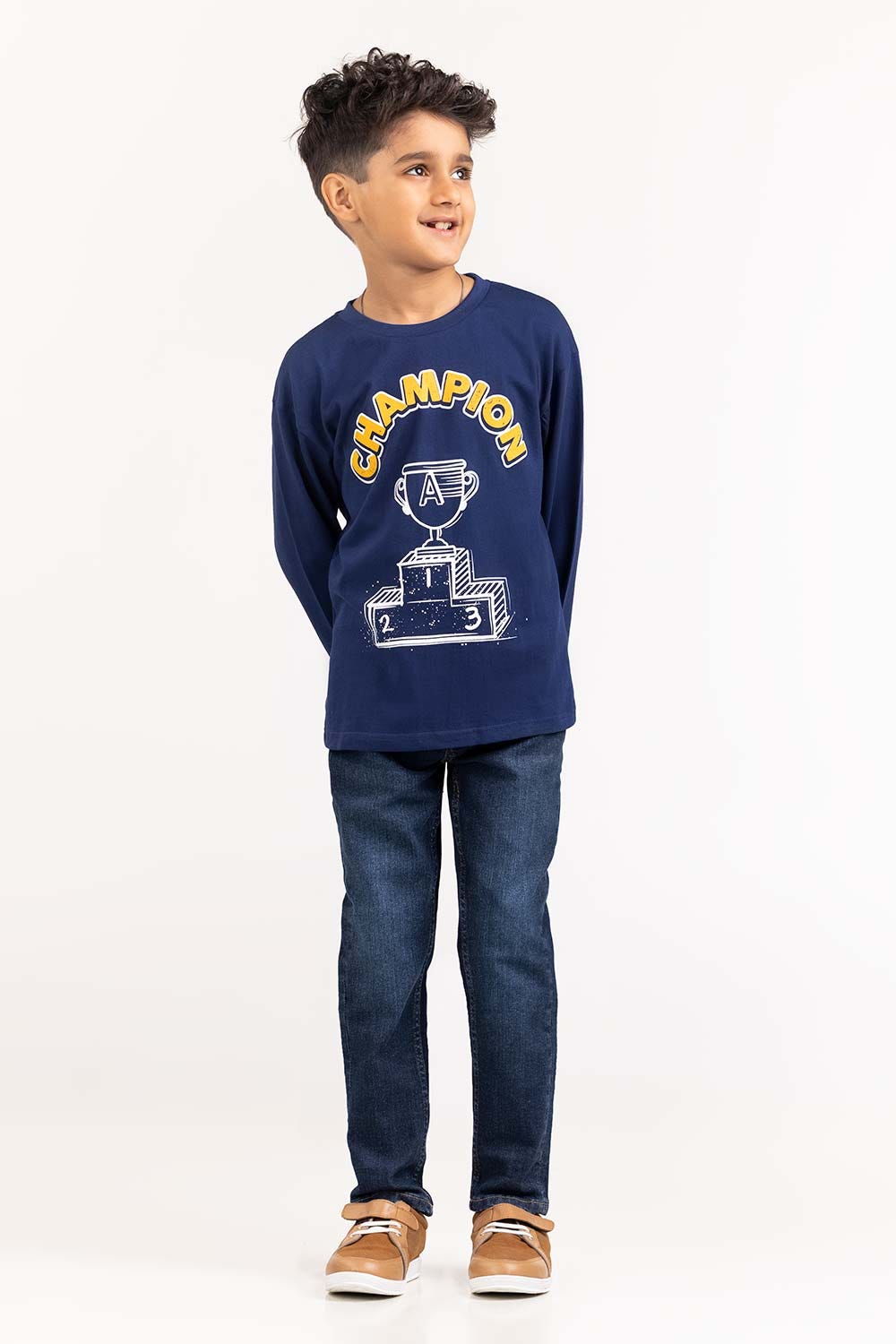 Toddler Boy Navy Knit T-Shirt 224-513-025