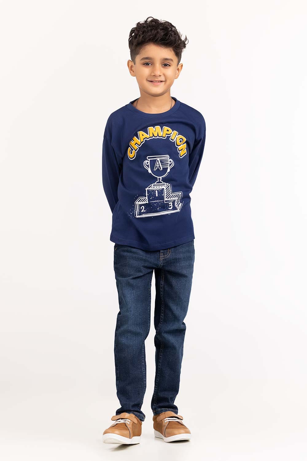 Toddler Boy Navy Knit T-Shirt 224-513-025