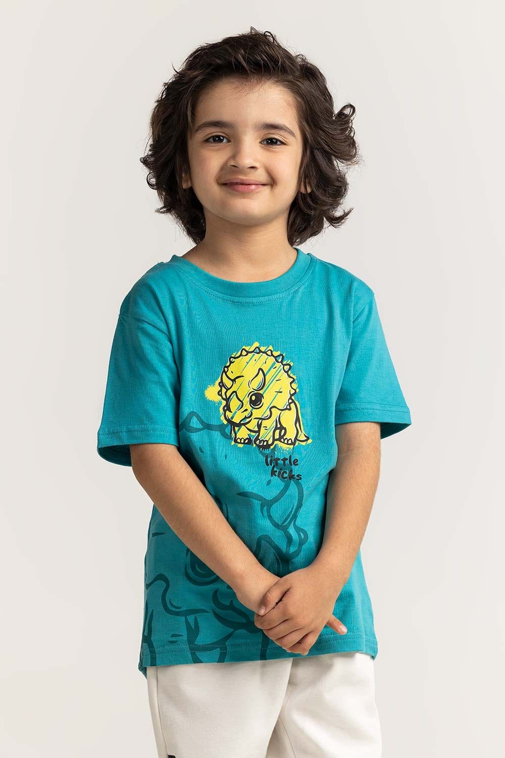 Toddler Boy Turquoise Printed Tee TB-TS-SS24-013