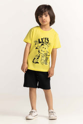 Toddler Boy Yellow Printed Tee TB-TS-SS24-014