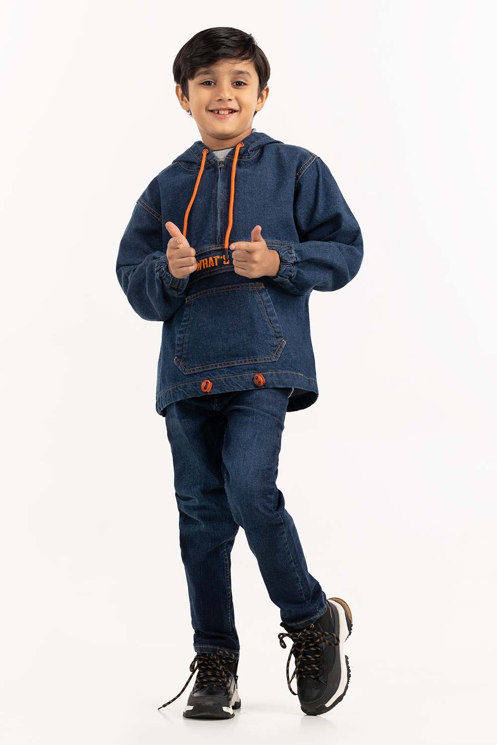 Toddler Boy Dark Blue Denim Jacket With Hood 224-310-051