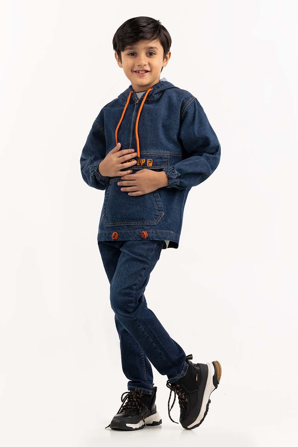 Toddler Boy Dark Blue Denim Jacket With Hood 224-310-051