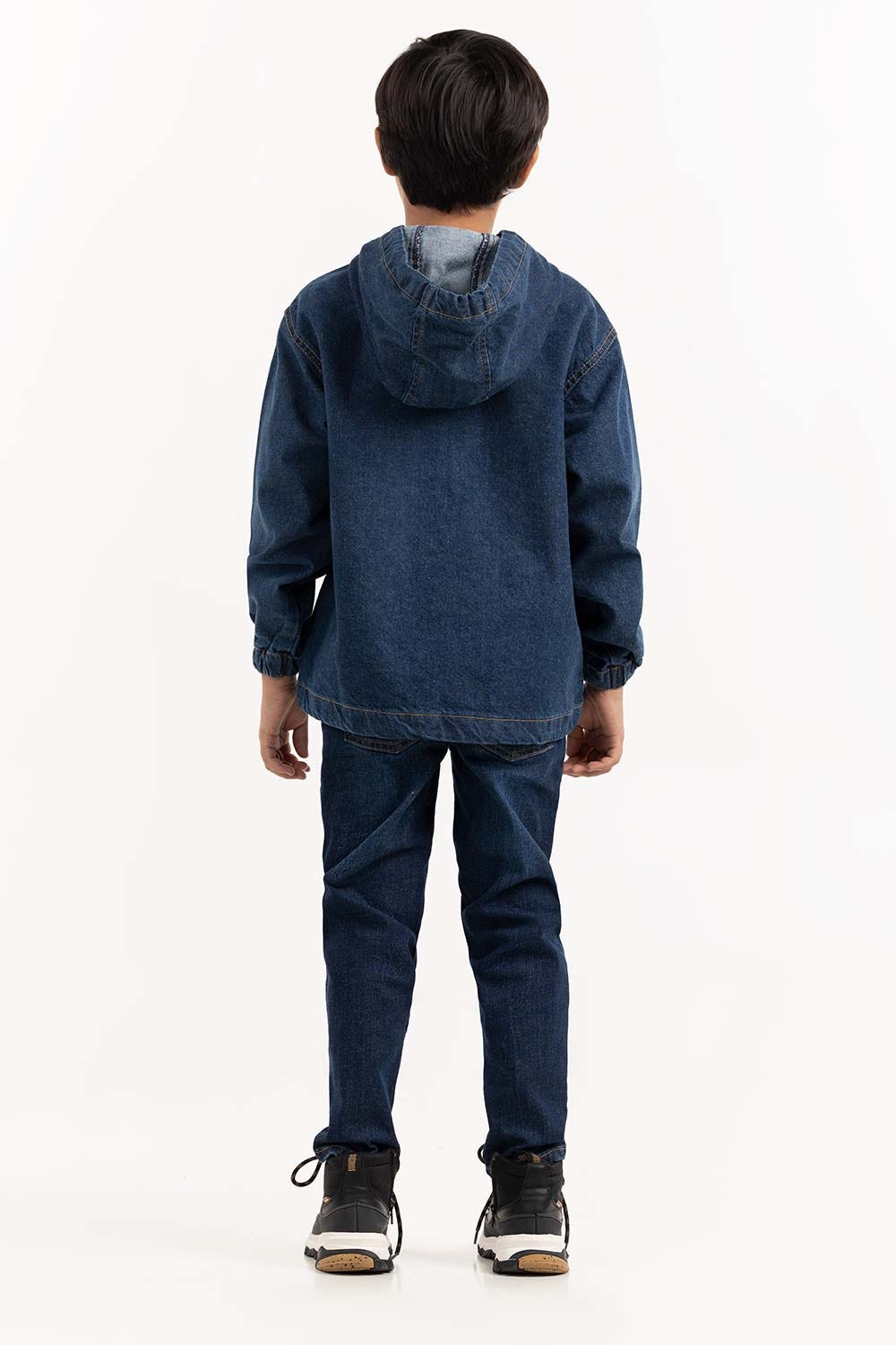 Toddler Boy Dark Blue Denim Jacket With Hood 224-310-051