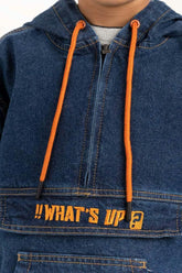 Toddler Boy Dark Blue Denim Jacket With Hood 224-310-051