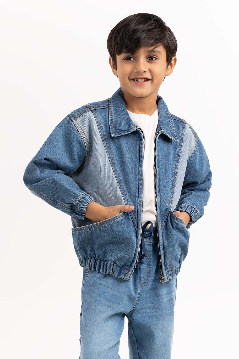 Toddler Boy Light Blue Collared Denim Jacket 224-310-050