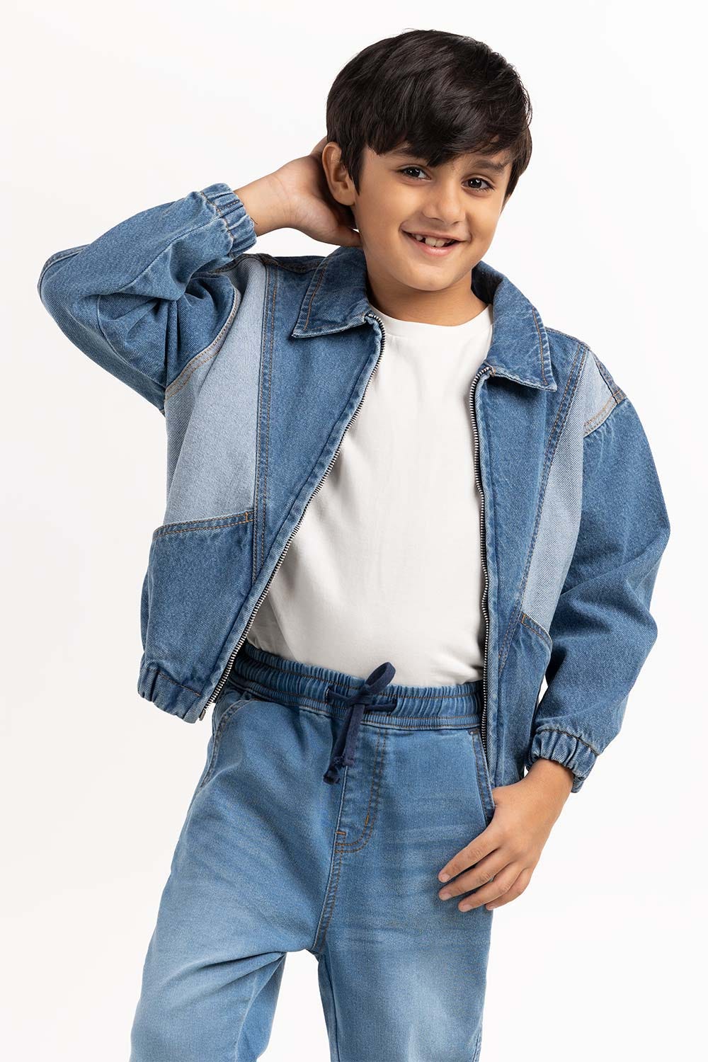 Toddler Boy Light Blue Collared Denim Jacket 224-310-050
