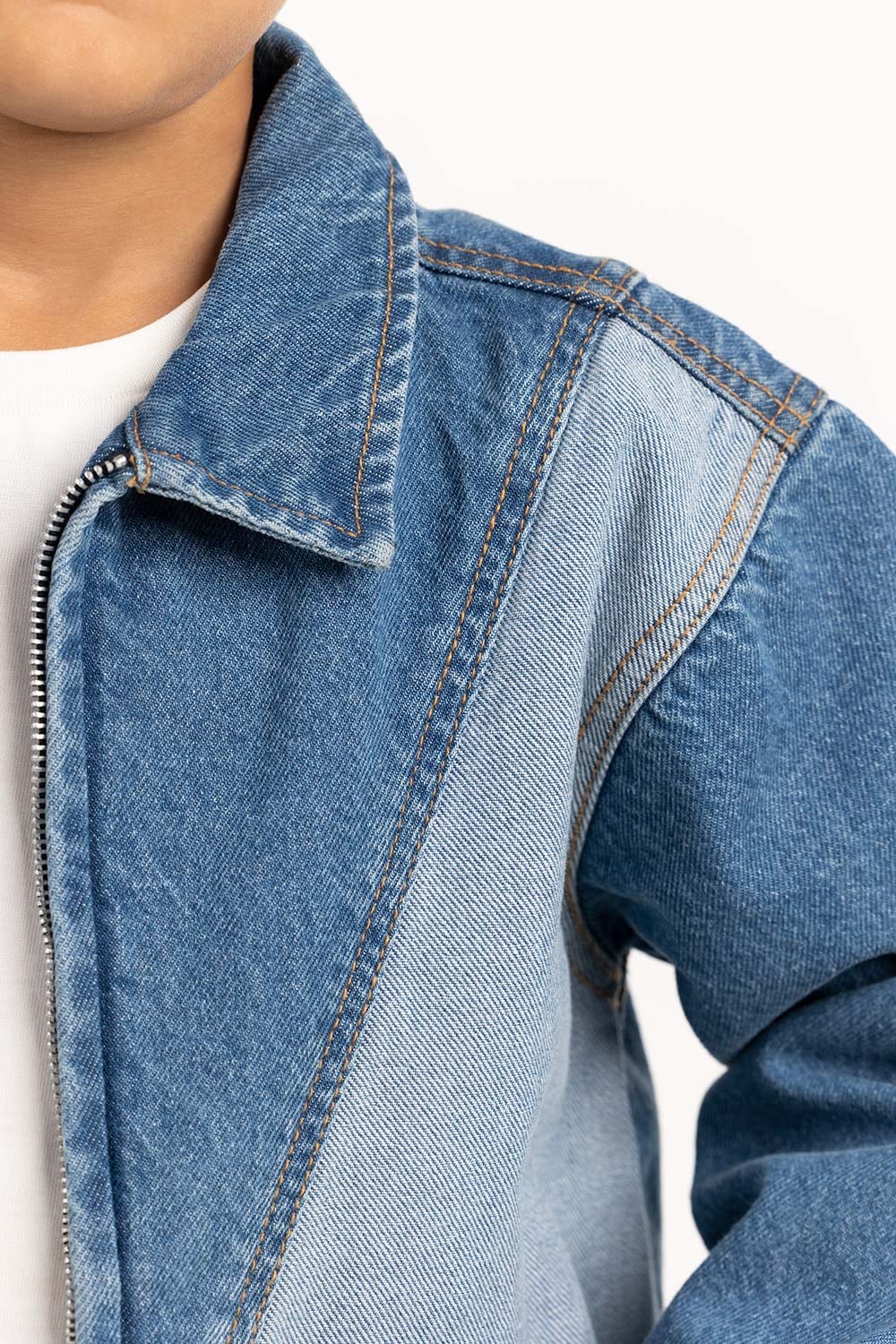 Toddler Boy Light Blue Collared Denim Jacket 224-310-050