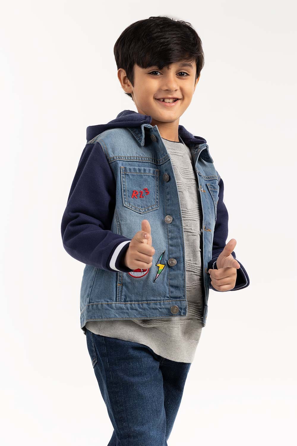Toddler Boy Light Blue Collared Denim Jacket 224 -310-049