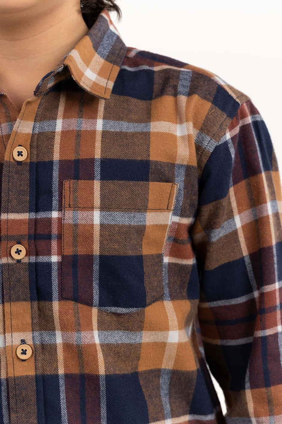 Toddler Boy Navy Brown Casual Shirt 224-317-012