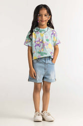 Toddler Girl Aqua Printed Tee TG-TS-SS24-020