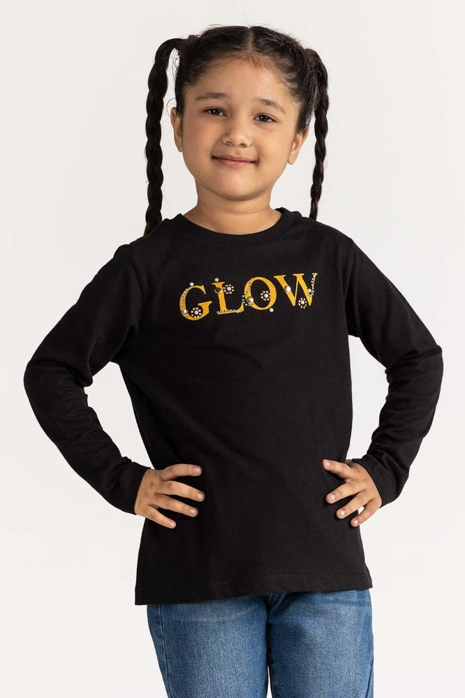 Toddler Girl Black Tee Black TG- TS-WS23-001