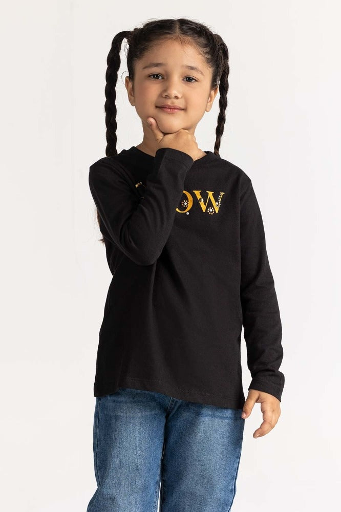 Toddler Girl Black Tee Black TG- TS-WS23-001