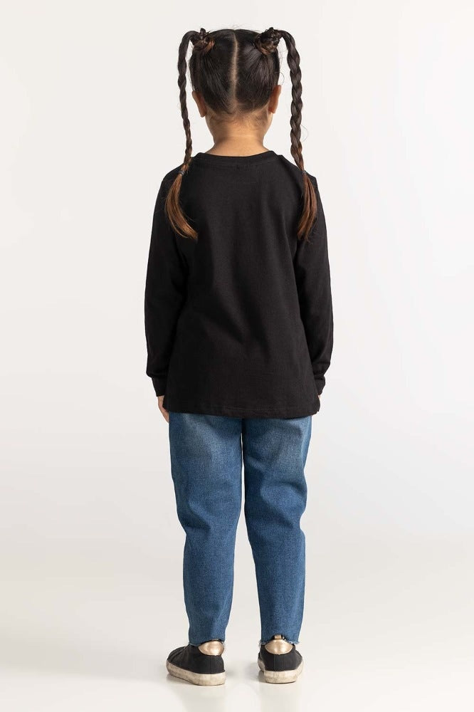 Toddler Girl Black Tee Black TG- TS-WS23-001