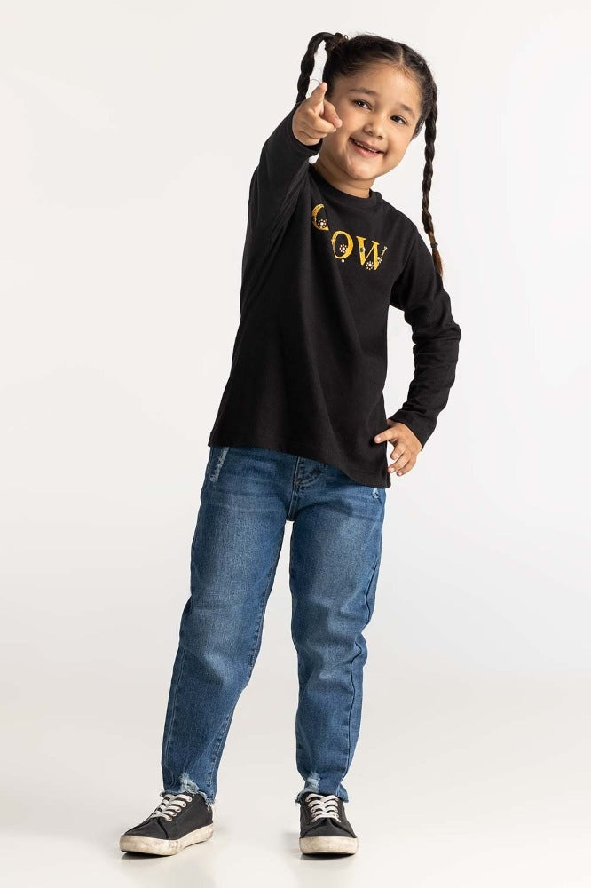 Toddler Girl Black Tee Black TG- TS-WS23-001
