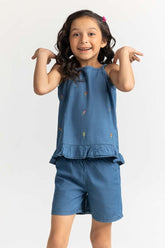 Toddler Girl Blue Basic Blouse 231-616-215T