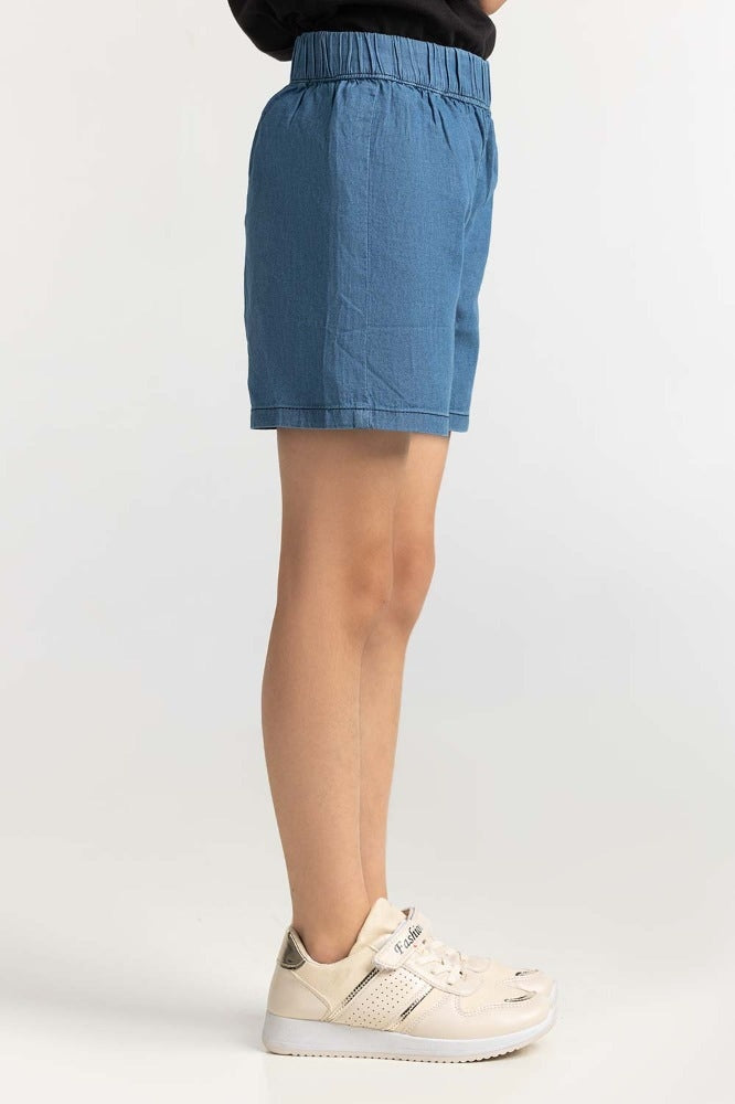 Toddler Girl Blue Basic Shorts 231-616-215B