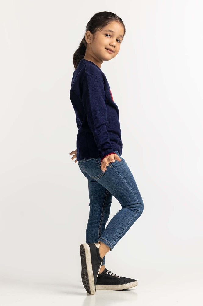 Toddler Girl Blue Basic Sweater TG-SWT-WS23-010