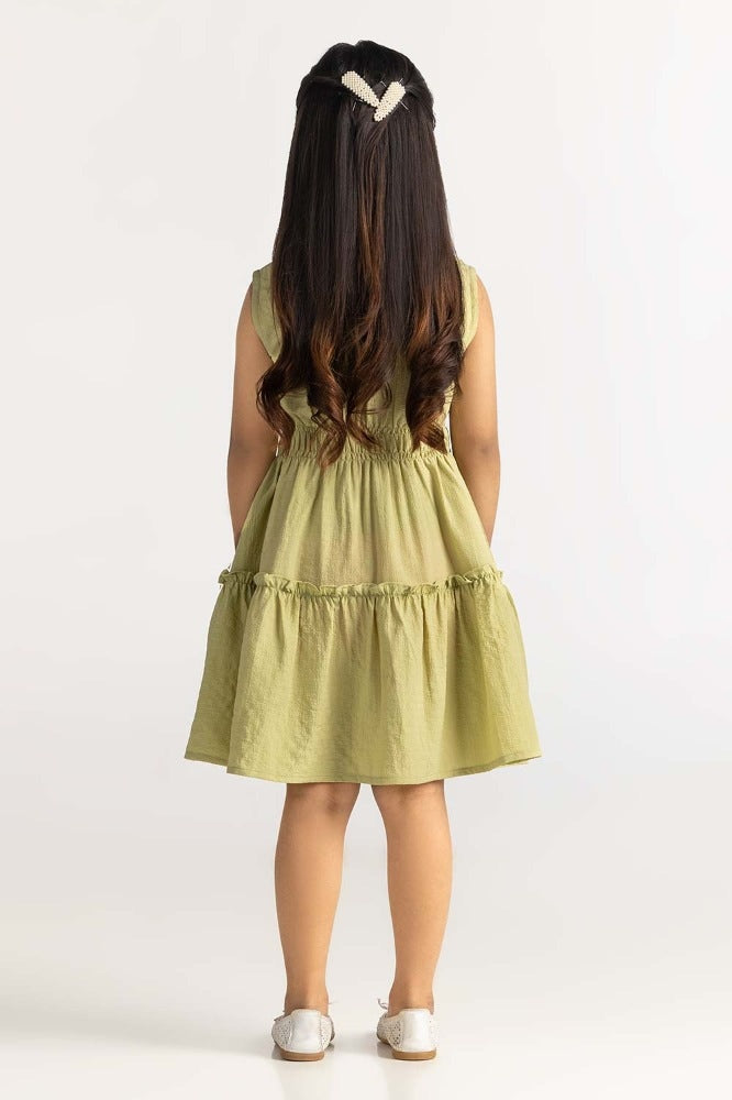 Toddler Girl Green Dress TG-DRS-SS24-004
