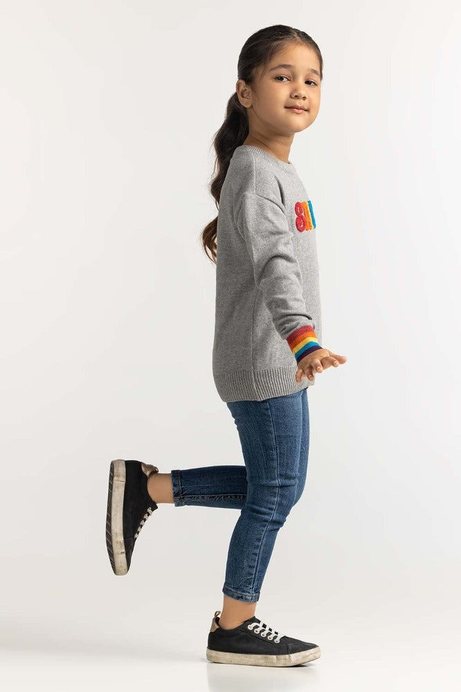 Toddler Girl Grey Basic Sweater TG-SWT-WS23-003