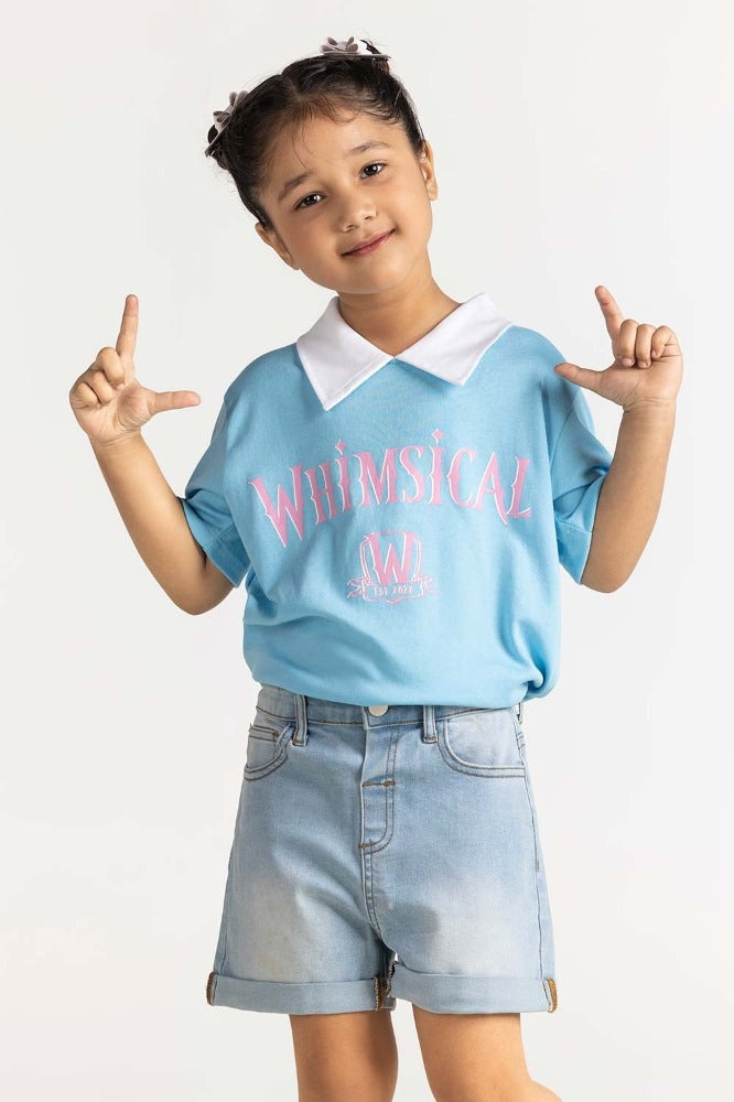 Toddler Girl Light Bllue Printed Tee TG-TS-SS24-028